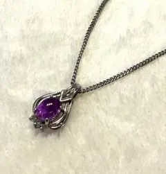 パープルシルバーチェーンネックレス