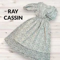 【RAY CASSIN】小花柄 シャーリング フレア ワンピース