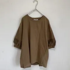 【season reason】フリンジ　パフスリーブ　カットソー　七分袖【L】綿