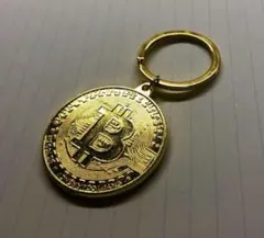 ビットコイン キーホルダー 金色　キーリング