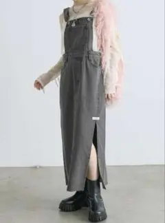 新品　美品　w closet. サロペット　デニム　ブラック