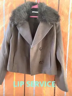 ブラウン　ショートコート首ファー(取り外し可)