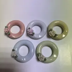 カラフルな花付き陶器製箸置きセット