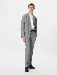 美品 ユニクロ 感動パンツ ウルトラライト ウールライク (チドリ) w91