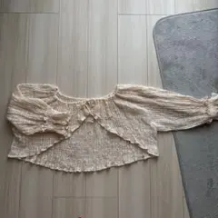 オフショルダー 長袖ブラウス アイボリー