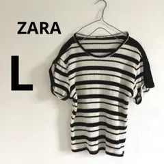 ZARA 半袖ボーダーニット　サマーニット