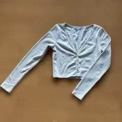 【美品】ZARA リブカーディガン 長袖 ベージュ ショート丈のサムネイル