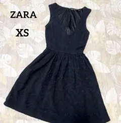 ZARA ザラ 刺繍 レース ドレス ワンピース ひざ丈 ノースリーブ XS