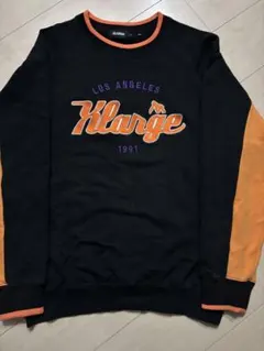 ね*こ様 XLARGE クルーネックトレーナー L 黒/オレンジ