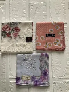 【未使用】ハンカチセット 花柄 ELLE NINA RICCI他 3枚