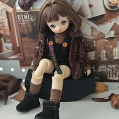 1/6ドール用 服 5点セット レオパード柄 BJDドール用 30cm ブラウン