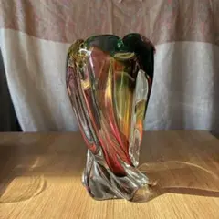 D-壁 カメイガラス クリスタル花瓶 ワインレッド 金彩 ヴィンテージ昭和レトロ D-壁 カメイガラス クリスタル花瓶 ワインレッド 金彩 ヴィンテージ