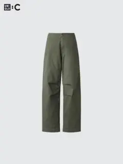 UNIQLO:Cコットンワイドパンツ カーキ
