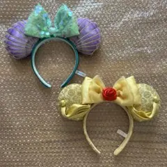 ディズニー　カチューシャ　2個セット　ベル　アリエル　プリンセス　美女と野獣