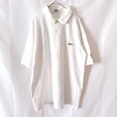 ラコステ 無地 ポロシャツ ポロ襟 半袖 XL 白 綿 ゴルフ タウンユース