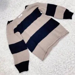 ✨AZUL アズールバイマウジー ✨ ニット セーター ボーダー 黒 茶色 F