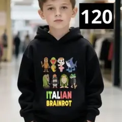 イタリアンブレインロット　裏起毛パーカー　黒　120 ab401