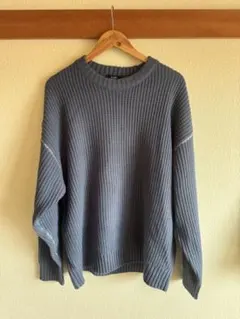 BEAMS HEART リブ編みクルーネックセーター L グレー