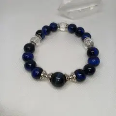 【限定品】パワーストーンブルータイガーアイ×クリスタル水晶ブレスレット