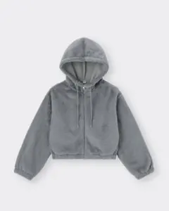 最終値下げ！GU☆ファーリーフーディージャケット☆グレー☆XL