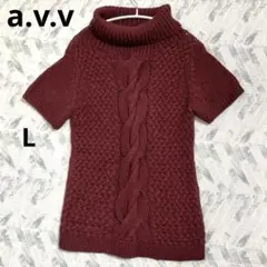 a.v.v エー・ヴイ・ヴイ ケーブル編み タートル半袖ニット ウール混