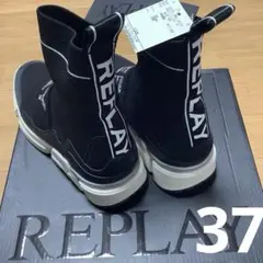 定価18700円　REPLAY ブラック ショートブーツ　GWS95 サイズ37