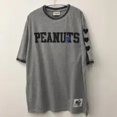 SNOOPY スヌーピー Tシャツ 半袖 ロゴプリント グレー L