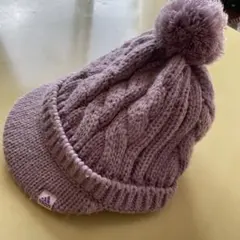 adidas アディダス　ニット帽　パープル