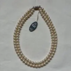 3○2 Silver Pearl 二重パールネックレス　SILVER刻印