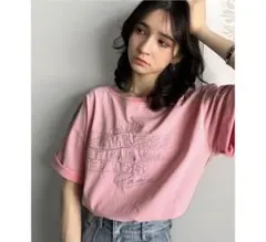 クラシカルエルフ　ロゴ刺繍 半袖Tシャツ ピンク