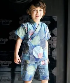 アプレレクール 甚平 100 女の子 男の子 モダン和柄 ニュアンスカラー