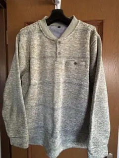 グレー ヘンリーネック セーター L