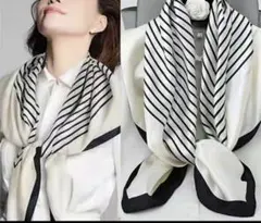 ストライプ柄 シルク風 ストール スカーフ 88cm ×88cm