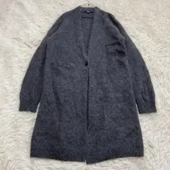 1678 美品✨ユニクロ ウール100% ロング丈長袖カーディガン ポケット付き