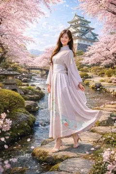 訪問着着物リメイクワンピース正絹ウエストリボン付き着丈125センチ身幅60センチ