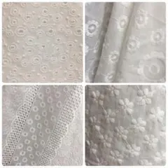 コットンレース生地 花柄 4種類 はぎれ