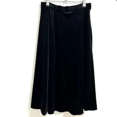 (訳あり)ロングスウェードフレアスカート ブラック 日本製 エレガント 11号L