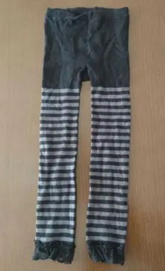 ストライプ柄レギンス M-L グレー・ブラック
