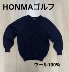 HONMAゴルフ ネイビー ウール100% セーター Lサイズ