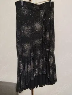 社交ダンス用ロングスカート 黒と銀のラメ