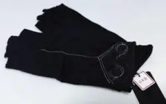 ⑯新品 アナ・スイ Anna Sui 指先無 ニット手袋 ウール ブラック日本製