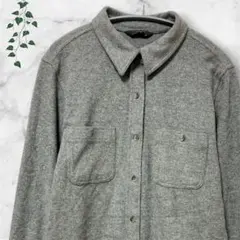 万能アイテム グレー ネルシャツ フランネル M 柔らか起毛 無地 シンプル春秋