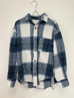 アウターにもなるメンズチェック柄シャツ　Mサイズ