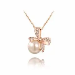 パール リボン ネックレス ローズゴールド 真珠 EARTHER RING