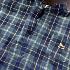 長袖チェックシャツ 緑と紺　コトリ　春服