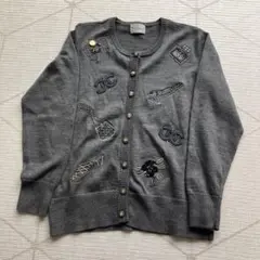 VICE VERSA グレー　スパンコール　カーディガン　難あり　古着