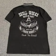 【SKULL WORKS】CROWS WORSTコラボ 半袖ポロシャツ XL 黒のサムネイル