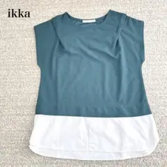 イッカ カットミラノ裾切り替えプルオーバー カットソー シャツ 異素材 ゆったり