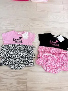 ヒョウ柄ロンパース2点セット♡