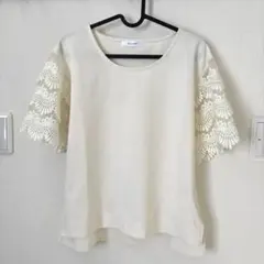 バックナンバー クロッシェレース シアー袖 カットソー オフィスカジュアルのサムネイル